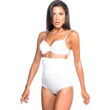 Emay Beyaz 2079 Yüksek Bel Desenli Double Slip Korse