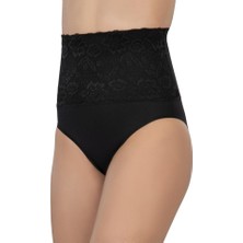 Emay Siyah 2090 Önü Dantelli Yüksek Bel Slip Korse