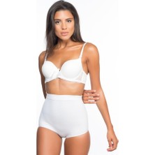 Emay Beyaz 2057 Yüksek Bel Masajlı Slip Korse