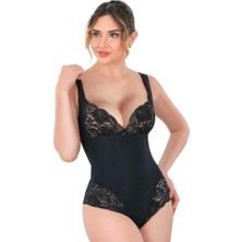 Emay Siyah 2947 Dantelli Agraflı Body Korse