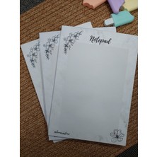 Milyoncu Sepeti Mermer ve Çiçek Desenli Çizgisiz Defter - Notepad - Bloknot A5