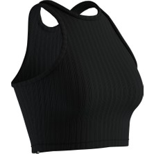 Domyos Kadın Crop Top Sporcu Atleti - Ultra Siyah