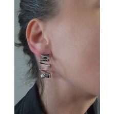 Eva Takı Zikzak Model Halka Silver Gümüş Renk Küpe