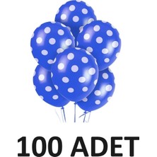 Tüftürük Helyuma Uyumlu Puantiyeli Balon Mavi 100 Adet 12 Inç