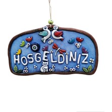 SUME Özel Tasarım Kuş Süslemeli Hoşgeldiniz Yazısı Seramik Bahçe Dekorasyon Kapı Önü Aksesuar