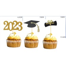 Sunshinee 48PCS 2023 Yıl Altın Mezuniyet Cupcake Toppers, Yemek Dekoru/mezuniyet Grad Cap Parti/mini Insert (Yurt Dışından)