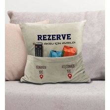 Bk Gift Kişiye Özel Tasarımlı Organizer Kumanda ve Atıştırmalık Cepli Krem Kırlent Yastık- 3, Ev Dekoru,