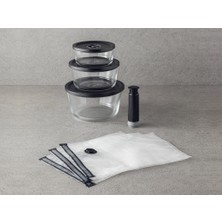 English Home Vacuum Pro Lock Cam 7 Parça Vakum Cihazlı Saklama Kabı Siyah