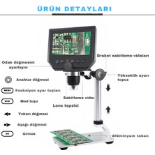 YeniTech YENITECH-600 x Mikroskop Profesyonel Dijital USB 4 3 Inc LCD Ekranlı Saç Tamir Analiz Mikroskobu