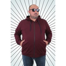 Starbattal Büyük Beden Basic Mevsimlik Fermuarlı Kapüşonlu Sweat 22751 Murdum