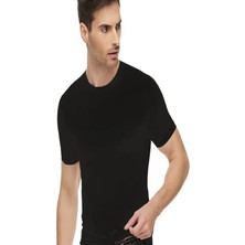 Güzel Kaman Tutku Siyah Erkek Pamuklu Sıfır Yaka Yarım Kollu (4 Numara ) 3 Adet Kaliteli Kullanışlı Uzun Ömürlü