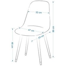 Estelia Netaks Abant Sandalye Siyah Metal Ayaklı