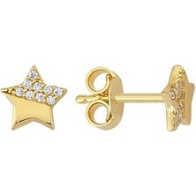 goldkupe 14 Ayar Altın Yıldız Taşlı Küpe 1,06 gr
