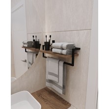 Aju Havluluk - Duvara Monte Raf Aksesuarlık - Şal Askılığı - Banyo ve Mutfak Düzenleyici Çok Amaçlı Raf