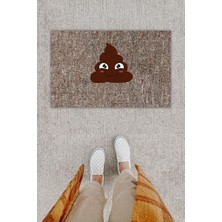 Stok Shop Dijital Baskı Dekoratif Kaka Emoji Gri Kapı Önü Paspası K-1289