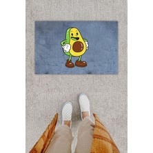 Stok Shop Dijital Baskı Dekoratif Gülen Avakado Antrasit Kapı Önü Paspası K-1298