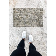 Stok Shop Dijital Baskı Gri Taş Duvar Desen Kapı Önü Paspası K-1063