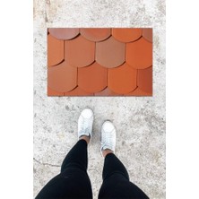 Stok Shop Dijital Baskı Açık Kahve Kiremit Desen Kapı Önü Paspası K-1078