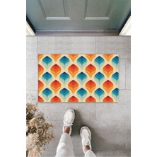 Stok Shop Turuncu Kapı Önü Paspası Lale Motif Desen  K-3255