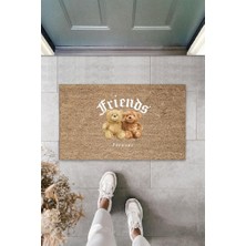 Stok Shop Bej Kapı Önü Paspası Friends Forever Ayıcık Desen  K-3356