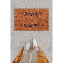 Stok Shop Dijital Baskı Dekoratif 'li Bordür Kahverengi Kapı Önü Paspası K-1239