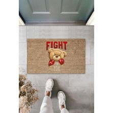 Stok Shop Bej Kapı Önü Paspası Fight For You Ayıcık Desen  K-3321