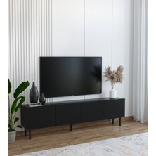 Suba Home Minimalist 160 cm Demir Ayaklı Siyah Tv Ünitesi - İdeal Ebatlarla Modern Tasarım