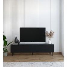 Suba Home Minimalist 160 cm Demir Ayaklı Siyah Tv Ünitesi - İdeal Ebatlarla Modern Tasarım