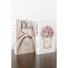 2'li Dekoratif Kitap Görünümlü Kutu Dior Gelinlik & Chanel Parfum Temalı