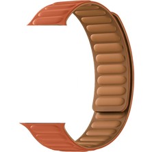 Gpack Apple Watch 9 41MM Kordon Deri Mıknatıslı Gizli Mıknatıslı Krd 34 Turuncu
