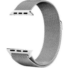 Gpack Apple Watch 9 41MM Kordon Hasır Metal Örgülü Ayarlanabilir Gümüş