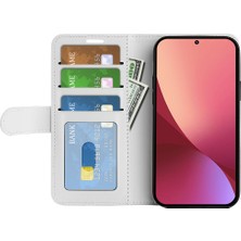 4U Sky Xiaomi Için 12 Lite Cüzdan Tarzı Pu Deri Kabuk, Çılgın At Doku Kılıfı Manyetik Kapanış Folio Flip Telefon Kapağı Stand-Beyaz (Yurt Dışından)