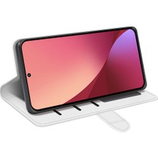 4U Sky Xiaomi Için 12 Lite Cüzdan Tarzı Pu Deri Kabuk, Çılgın At Doku Kılıfı Manyetik Kapanış Folio Flip Telefon Kapağı Stand-Beyaz (Yurt Dışından)