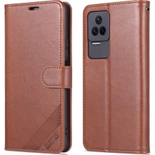 4U Sky Xiaomi Için Redmi K50 PRO/K50 Cüzdan Telefon Kılıfı Dokulu Pu Deri Foli Flip Kitap Kapağı Tpu Şok Geçirmez Stand Case-Brown (Yurt Dışından)