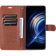 4U Sky Xiaomi Için Redmi K50 PRO/K50 Cüzdan Telefon Kılıfı Dokulu Pu Deri Foli Flip Kitap Kapağı Tpu Şok Geçirmez Stand Case-Brown (Yurt Dışından)