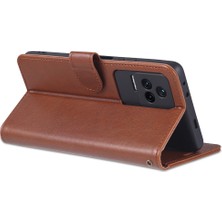 4U Sky Xiaomi Için Redmi K50 PRO/K50 Cüzdan Telefon Kılıfı Dokulu Pu Deri Foli Flip Kitap Kapağı Tpu Şok Geçirmez Stand Case-Brown (Yurt Dışından)