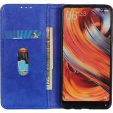 4U Sky Xiaomi Redmi Için 10C Bölünmüş Deri Ayarlanabilir Stand Kılıfı Litchi Doku Otomatik Kapanış Manyetik Cüzdan Flip Cover-Blue (Yurt Dışından)