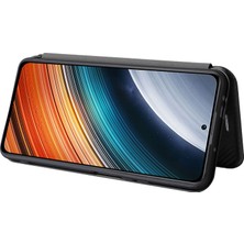 4U Sky Xiaomi Redmi K40S Için 5g/poco F4 5g Karbon Fiber Doku Kart Tutucu Pu Deri Deri Şok Geçirmez (Yurt Dışından)