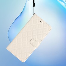 4U Sky Xiaomi Için Redmi 10A Pu Deri Deri Flip Stand Dikiş Çizgisi Rhombus Cüzdan Telefon Kılıfı-Beyaz (Yurt Dışından)