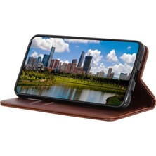 4U Sky Xiaomi Poco M5 Için 5g/4g Cowhide Doku Bölünmüş Deri Telefon Kılıfı Manyetik Otomatik Kapanış Stand Standı Cüzdan Anti-Çizelge Kapak Kavurası (Yurt Dışından)