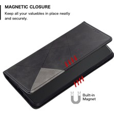 4U Sky Xiaomi Için 12 Lite Geometrik Basılı Manyetik Otomatik Ahmsorbed Pu Deri Kapak Kart Tutucu Stand Iç Tpu Case Black (Yurt Dışından)