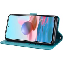 4U Sky Xiaomi Için Redmi 10A Geyik Ağacı Deseni Baskılı Pu Deri Kapak Manyetik Toka Folio Flip Case Stand-Mavi ile (Yurt Dışından)