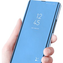 4U Sky Xiaomi Redmi Için 10C Görünüm Penceresi Pu Dağıtı Pu Deri Parlak Elektrapılaşma Ayna Makyaj Kapağı Kabuk Sky Mavi (Yurt Dışından)