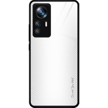 4U Sky Xiaomi 12T Pro 5g Temperli Cam+Tpu Anti-Çizelge Cep Telefonu Için Karbon Fiber Doku Telefon Kılıfı Kapak-Beyaz (Yurt Dışından)