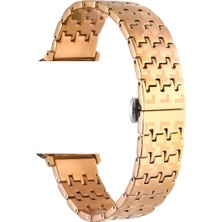 Gpack Apple Watch 9 45MM Kordon Metal Zigzag Fit Tasarım Desenli KRD86 Bronz