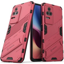 4U Sky Xiaomi Için Poco F4 5g/redmi K40S 5g Gizli Kickstand Tasarım Sabit Pc+Yumuşak Tpu Hibrid Telefon Kılıfı Kabuk Rose (Yurt Dışından)