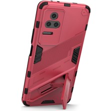 4U Sky Xiaomi Için Poco F4 5g/redmi K40S 5g Gizli Kickstand Tasarım Sabit Pc+Yumuşak Tpu Hibrid Telefon Kılıfı Kabuk Rose (Yurt Dışından)