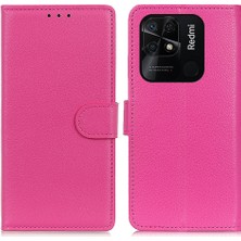 4U Sky Xiaomi Redmi Için 10C Litchi Doku Standı Pu Deri Telefon Kılıfı Damla Geçirmez Cüzdan Kapak-Rose (Yurt Dışından)