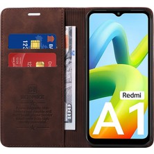 4U Sky Xiaomi Redmi A1 4g/a2 4g Cüzdan Kılıfı Rfıd Engelleme Telefon Deri Deri Stand Kapak Kahverengi (Yurt Dışından)