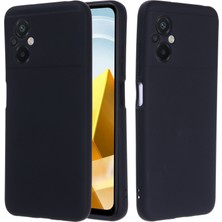 4U Sky Xiaomi Poco M5 4g Için Sıvı Silikon Cep Telefonu Kılıfı, Yumuşak Elyaf Astar Anti-Çizelge Kapak Damla Koruma Kabuğu Strap-Black (Yurt Dışından)